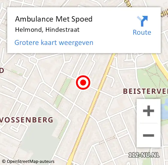 Locatie op kaart van de 112 melding: Ambulance Met Spoed Naar Helmond, Hindestraat op 27 mei 2020 19:20