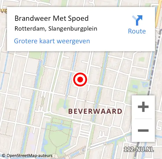 Locatie op kaart van de 112 melding: Brandweer Met Spoed Naar Rotterdam, Slangenburgplein op 27 mei 2020 21:01