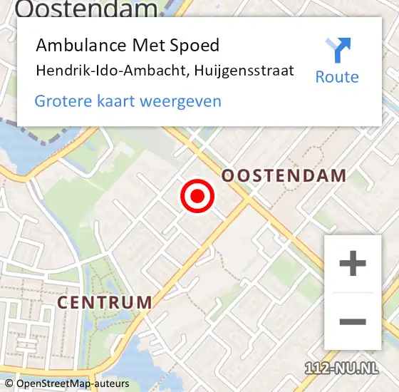 Locatie op kaart van de 112 melding: Ambulance Met Spoed Naar Hendrik-Ido-Ambacht, Huijgensstraat op 28 mei 2020 00:11