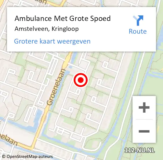 Locatie op kaart van de 112 melding: Ambulance Met Grote Spoed Naar Amstelveen, Kringloop op 28 mei 2020 03:35
