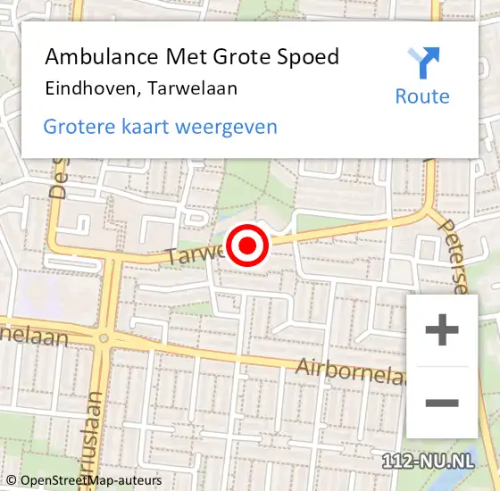 Locatie op kaart van de 112 melding: Ambulance Met Grote Spoed Naar Eindhoven, Tarwelaan op 28 mei 2020 08:07