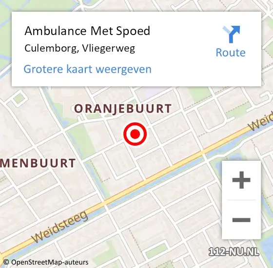 Locatie op kaart van de 112 melding: Ambulance Met Spoed Naar Culemborg, Vliegerweg op 28 mei 2020 08:49