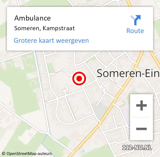 Locatie op kaart van de 112 melding: Ambulance Someren, Kampstraat op 28 mei 2020 09:23