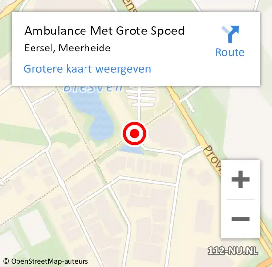 Locatie op kaart van de 112 melding: Ambulance Met Grote Spoed Naar Eersel, Meerheide op 28 mei 2020 10:50