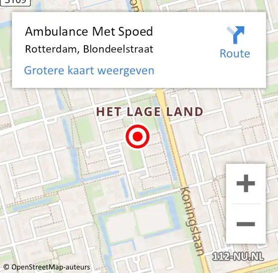 Locatie op kaart van de 112 melding: Ambulance Met Spoed Naar Rotterdam, Blondeelstraat op 28 mei 2020 11:27