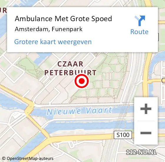 Locatie op kaart van de 112 melding: Ambulance Met Grote Spoed Naar Amsterdam, Funenpark op 28 mei 2020 12:29