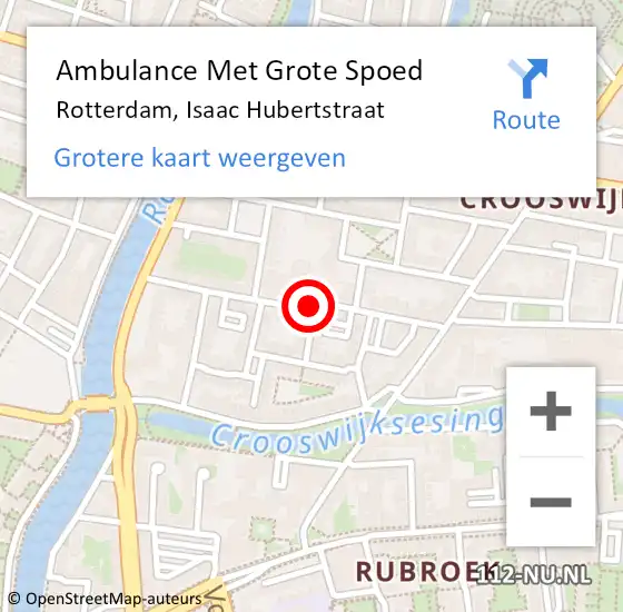 Locatie op kaart van de 112 melding: Ambulance Met Grote Spoed Naar Rotterdam, Isaac Hubertstraat op 28 mei 2020 13:54