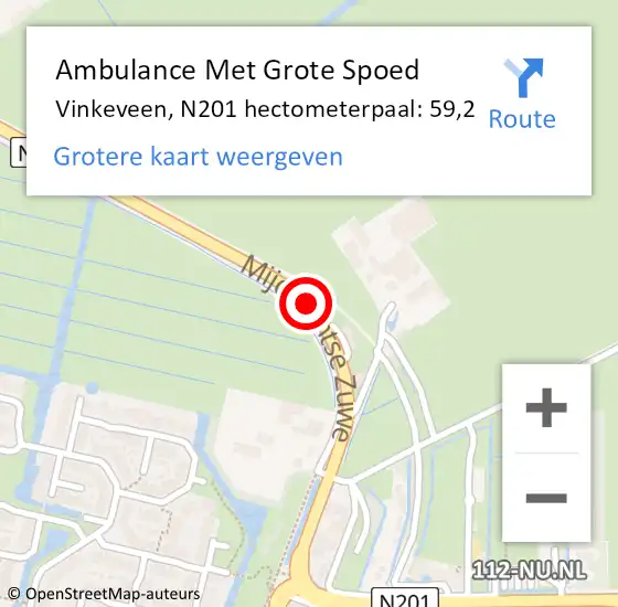 Locatie op kaart van de 112 melding: Ambulance Met Grote Spoed Naar Vinkeveen, N201 hectometerpaal: 59,2 op 28 mei 2020 14:40