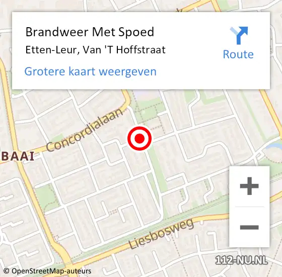 Locatie op kaart van de 112 melding: Brandweer Met Spoed Naar Etten-Leur, Van 'T Hoffstraat op 28 mei 2020 18:44
