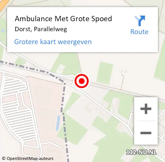 Locatie op kaart van de 112 melding: Ambulance Met Grote Spoed Naar Dorst, Parallelweg op 28 mei 2020 20:30