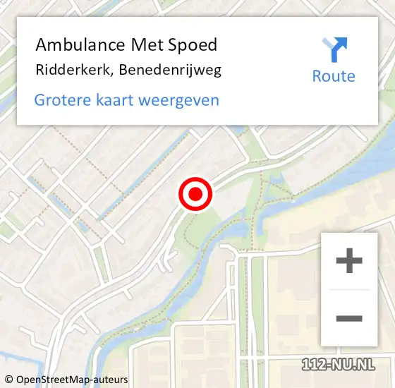 Locatie op kaart van de 112 melding: Ambulance Met Spoed Naar Ridderkerk, Benedenrijweg op 28 mei 2020 22:13
