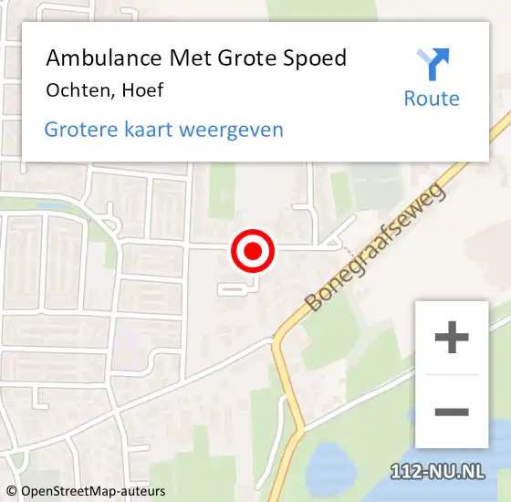 Locatie op kaart van de 112 melding: Ambulance Met Grote Spoed Naar Ochten, Hoef op 29 mei 2020 00:38