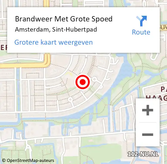Locatie op kaart van de 112 melding: Brandweer Met Grote Spoed Naar Amsterdam, Sint-Hubertpad op 29 mei 2020 04:03