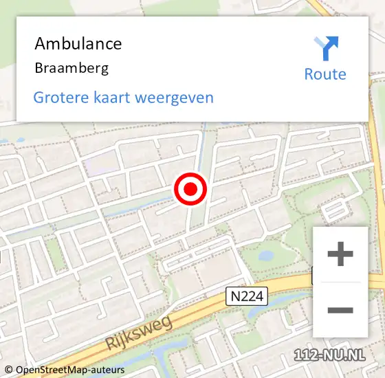 Locatie op kaart van de 112 melding: Ambulance Braamberg op 29 mei 2020 07:03