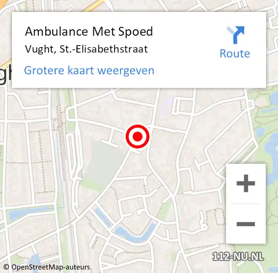 Locatie op kaart van de 112 melding: Ambulance Met Spoed Naar Vught, St.-Elisabethstraat op 29 mei 2020 08:59