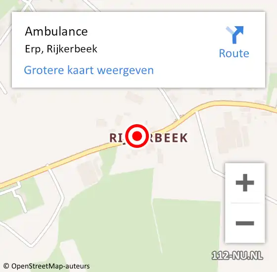 Locatie op kaart van de 112 melding: Ambulance Erp, Rijkerbeek op 29 mei 2020 09:11