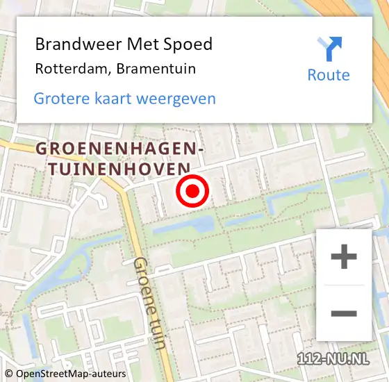 Locatie op kaart van de 112 melding: Brandweer Met Spoed Naar Rotterdam, Bramentuin op 29 mei 2020 10:09