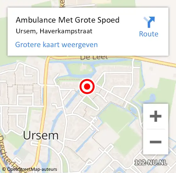 Locatie op kaart van de 112 melding: Ambulance Met Grote Spoed Naar Ursem, Haverkampstraat op 8 mei 2014 02:51