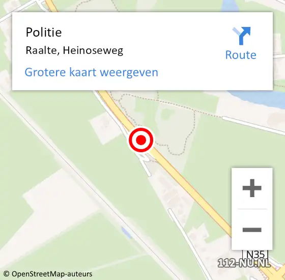 Locatie op kaart van de 112 melding: Politie Raalte, Heinoseweg op 29 mei 2020 10:45