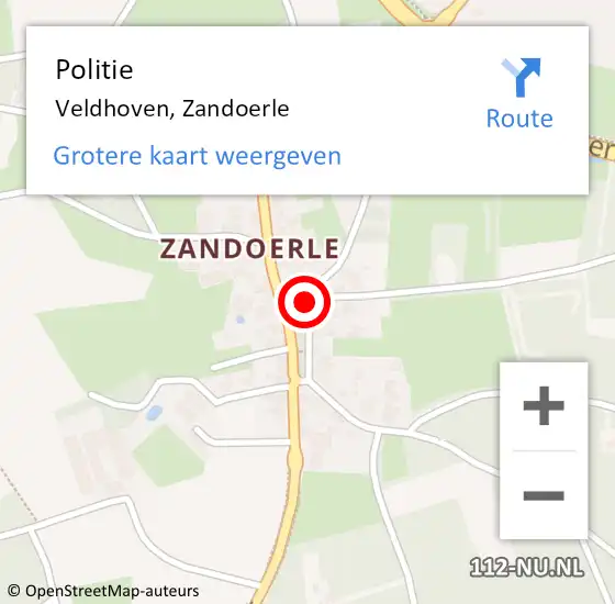 Locatie op kaart van de 112 melding: Politie Veldhoven, Zandoerle op 29 mei 2020 10:50