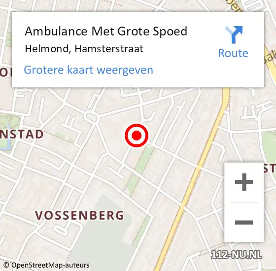 Locatie op kaart van de 112 melding: Ambulance Met Grote Spoed Naar Helmond, Hamsterstraat op 29 mei 2020 10:59