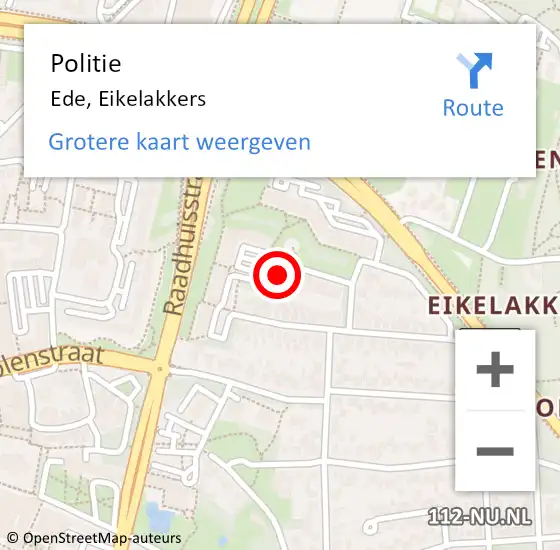 Locatie op kaart van de 112 melding: Politie Ede, Eikelakkers op 29 mei 2020 13:08