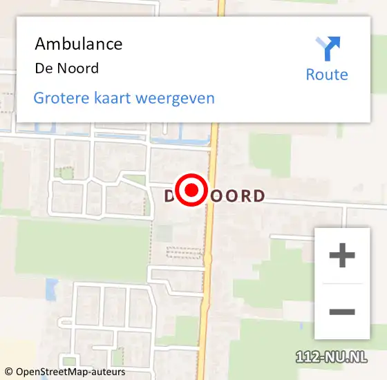 Locatie op kaart van de 112 melding: Ambulance De Noord op 29 mei 2020 13:43