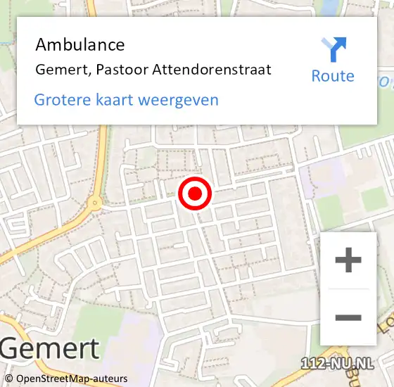 Locatie op kaart van de 112 melding: Ambulance Gemert, Pastoor Attendorenstraat op 29 mei 2020 13:59