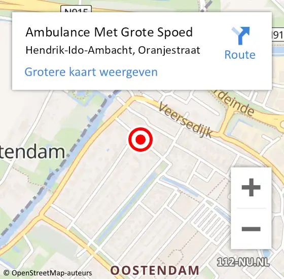 Locatie op kaart van de 112 melding: Ambulance Met Grote Spoed Naar Hendrik-Ido-Ambacht, Oranjestraat op 29 mei 2020 19:44