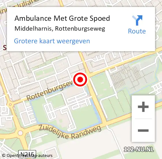 Locatie op kaart van de 112 melding: Ambulance Met Grote Spoed Naar Middelharnis, Rottenburgseweg op 30 mei 2020 04:31