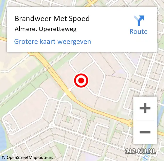 Locatie op kaart van de 112 melding: Brandweer Met Spoed Naar Almere, Operetteweg op 30 mei 2020 12:37
