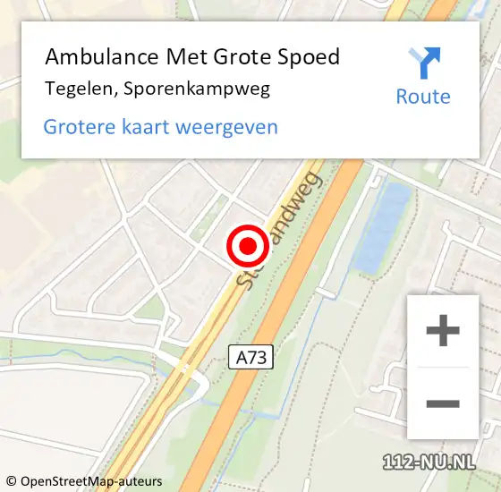 Locatie op kaart van de 112 melding: Ambulance Met Grote Spoed Naar Tegelen, Sporenkampweg op 30 mei 2020 13:18