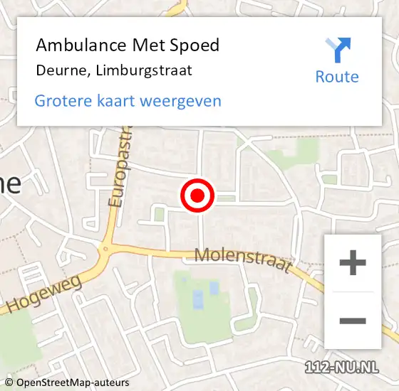 Locatie op kaart van de 112 melding: Ambulance Met Spoed Naar Deurne, Limburgstraat op 30 mei 2020 14:03