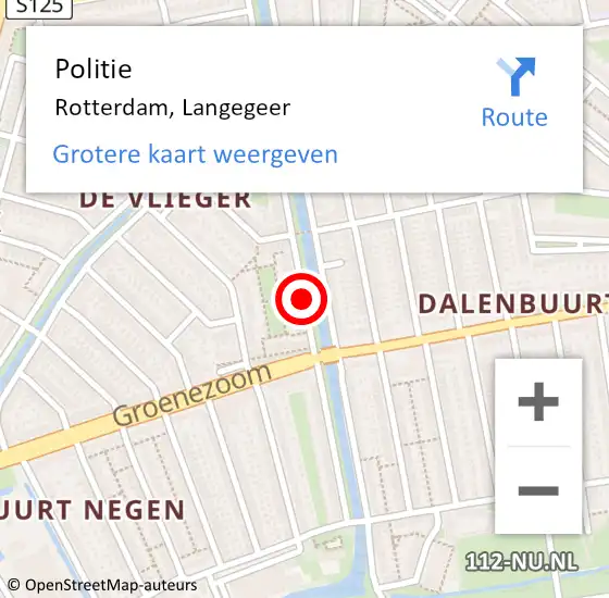 Locatie op kaart van de 112 melding: Politie Rotterdam, Langegeer op 30 mei 2020 14:24