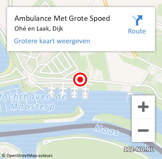 Locatie op kaart van de 112 melding: Ambulance Met Grote Spoed Naar Ohé en Laak, Dijk op 30 mei 2020 14:52