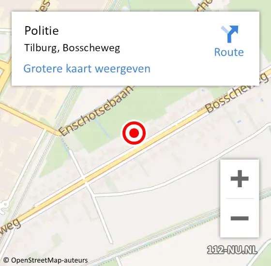 Locatie op kaart van de 112 melding: Politie Tilburg, Bosscheweg op 30 mei 2020 14:59