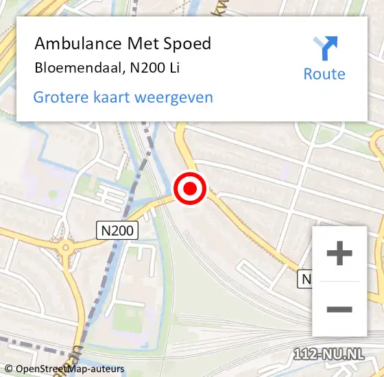 Locatie op kaart van de 112 melding: Ambulance Met Spoed Naar Bloemendaal, N200 Li op 30 mei 2020 21:08