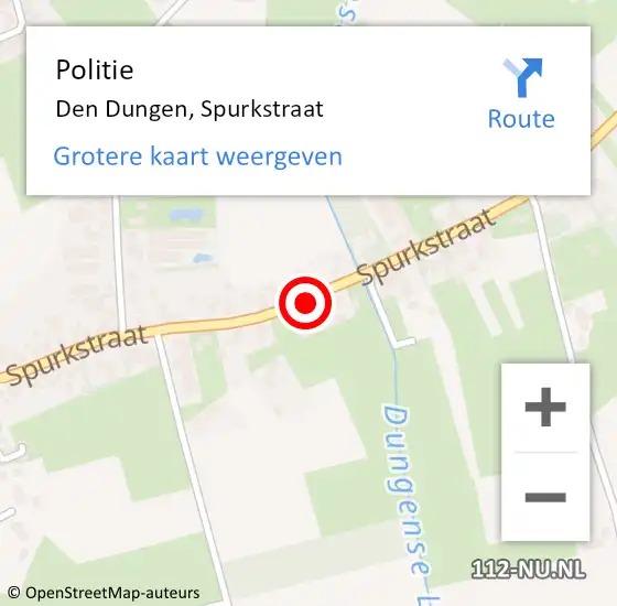 Locatie op kaart van de 112 melding: Politie Den Dungen, Spurkstraat op 30 mei 2020 21:19
