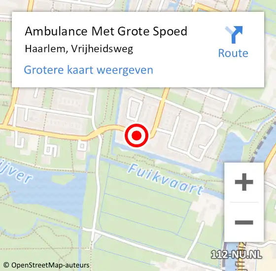 Locatie op kaart van de 112 melding: Ambulance Met Grote Spoed Naar Haarlem, Vrijheidsweg op 31 mei 2020 01:20