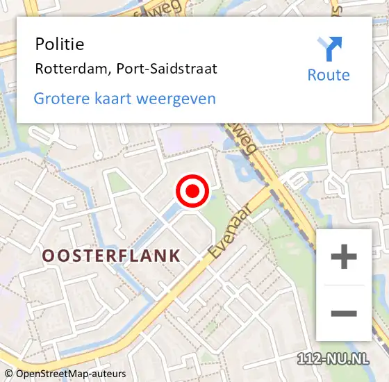 Locatie op kaart van de 112 melding: Politie Rotterdam, Port-Saidstraat op 31 mei 2020 02:35