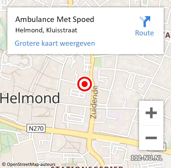 Locatie op kaart van de 112 melding: Ambulance Met Spoed Naar Helmond, Kluisstraat op 31 mei 2020 11:03