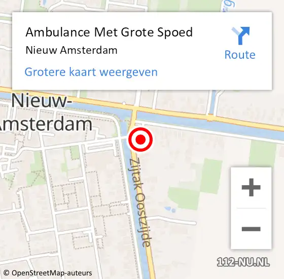 Locatie op kaart van de 112 melding: Ambulance Met Grote Spoed Naar Nieuw Amsterdam op 31 mei 2020 11:23