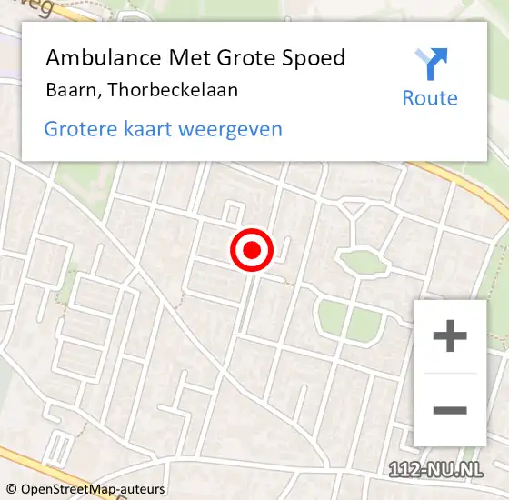 Locatie op kaart van de 112 melding: Ambulance Met Grote Spoed Naar Baarn, Thorbeckelaan op 31 mei 2020 11:26