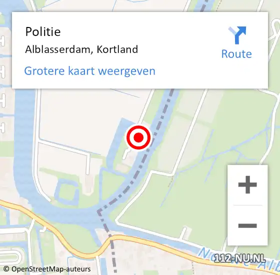 Locatie op kaart van de 112 melding: Politie Alblasserdam, Kortland op 31 mei 2020 12:22