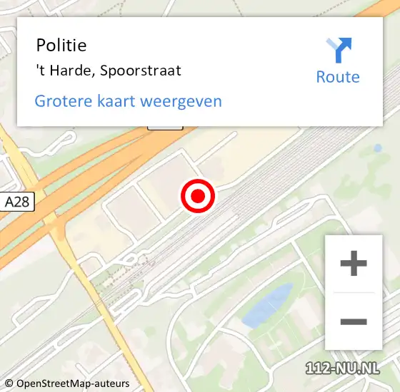 Locatie op kaart van de 112 melding: Politie 't Harde, Spoorstraat op 31 mei 2020 13:59