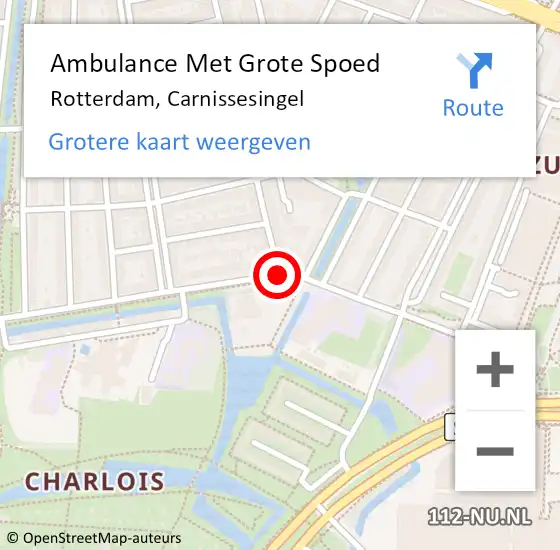 Locatie op kaart van de 112 melding: Ambulance Met Grote Spoed Naar Rotterdam, Carnissesingel op 31 mei 2020 14:24