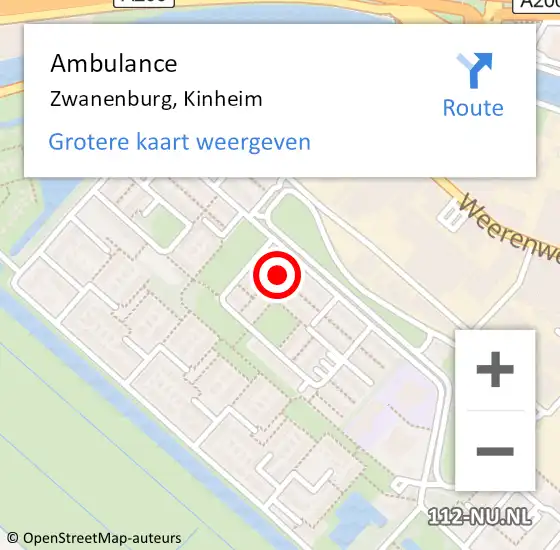 Locatie op kaart van de 112 melding: Ambulance Zwanenburg, Kinheim op 31 mei 2020 15:31