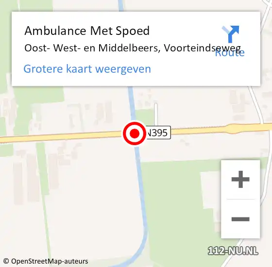 Locatie op kaart van de 112 melding: Ambulance Met Spoed Naar Oost- West- en Middelbeers, Voorteindseweg op 31 mei 2020 19:09