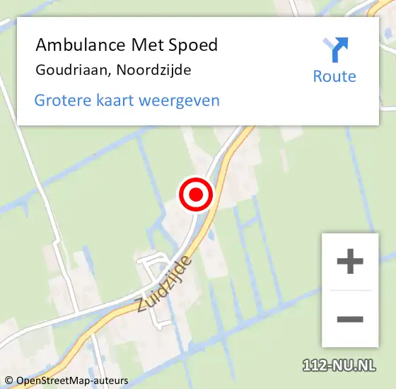 Locatie op kaart van de 112 melding: Ambulance Met Spoed Naar Goudriaan, Noordzijde op 1 juni 2020 08:40