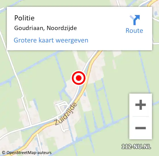 Locatie op kaart van de 112 melding: Politie Goudriaan, Noordzijde op 1 juni 2020 08:43